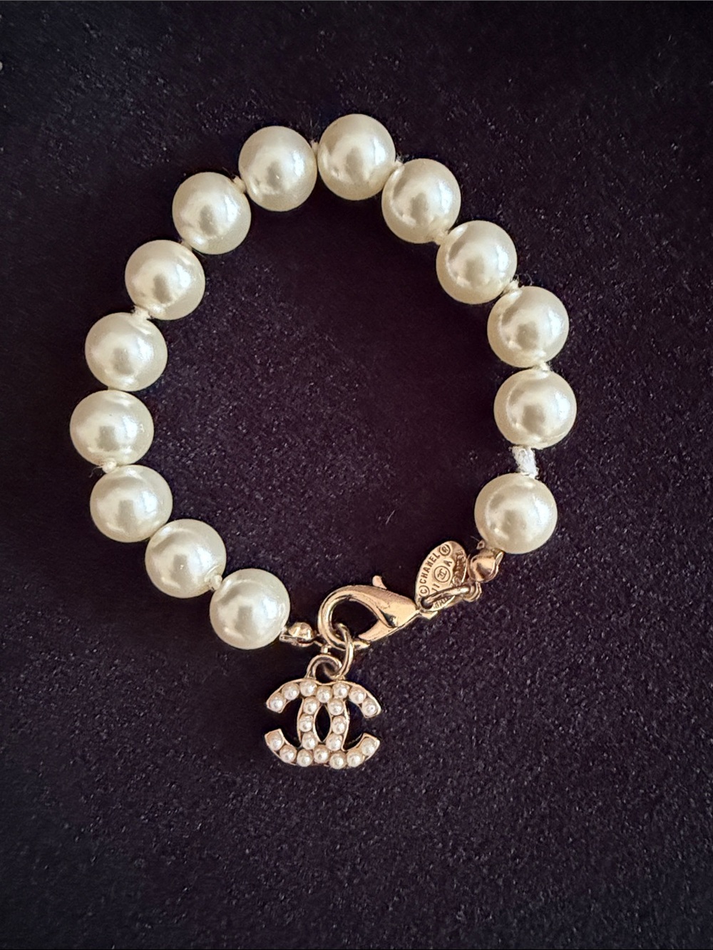 Chanel Pearl Charm Bracelet in Ivory and Gold